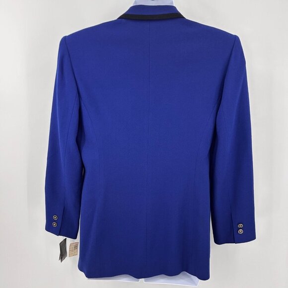 NWT VINTAGE KASPER AND COMPANY A.S.L. BLUE & BLACK WOOL BLAZER JACKET - 14 - Picture 3 of 5
